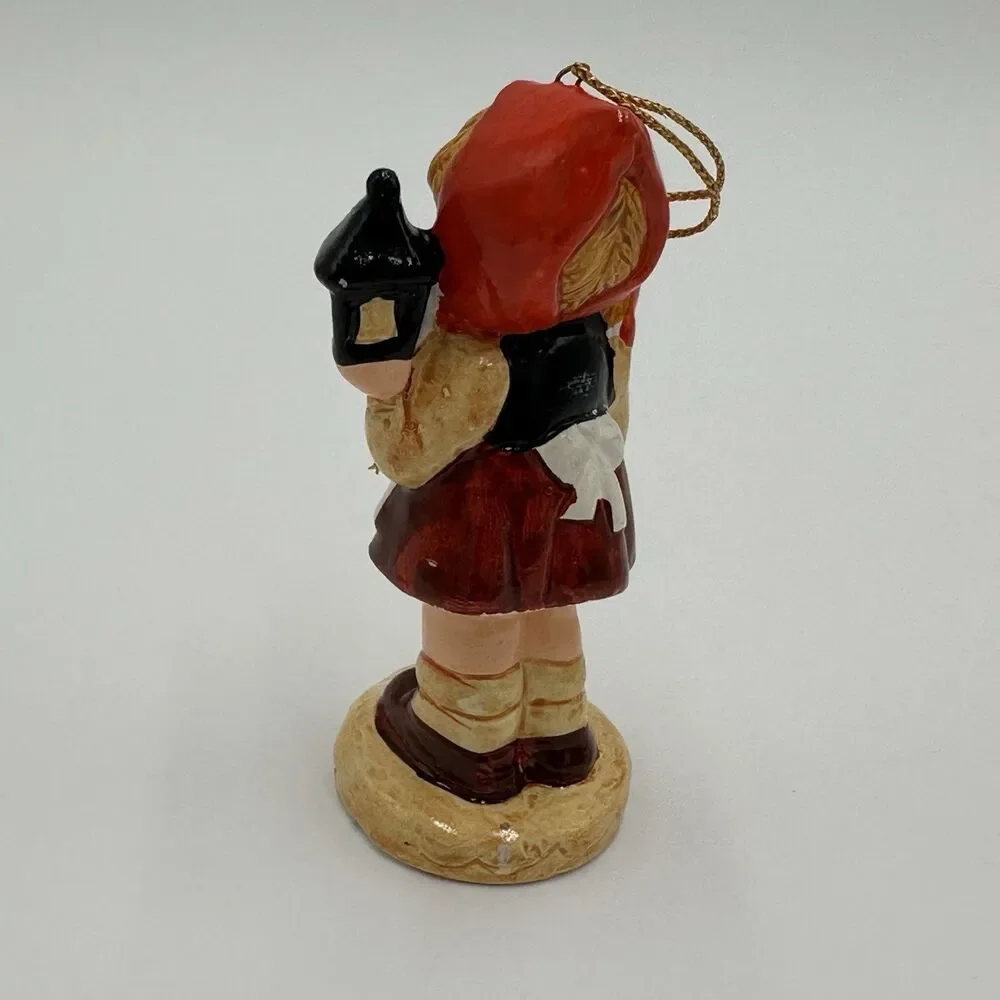 Enesco Ceramic Christmas Tree Ornament Girl Holding Lantern Vintage Retro VTG